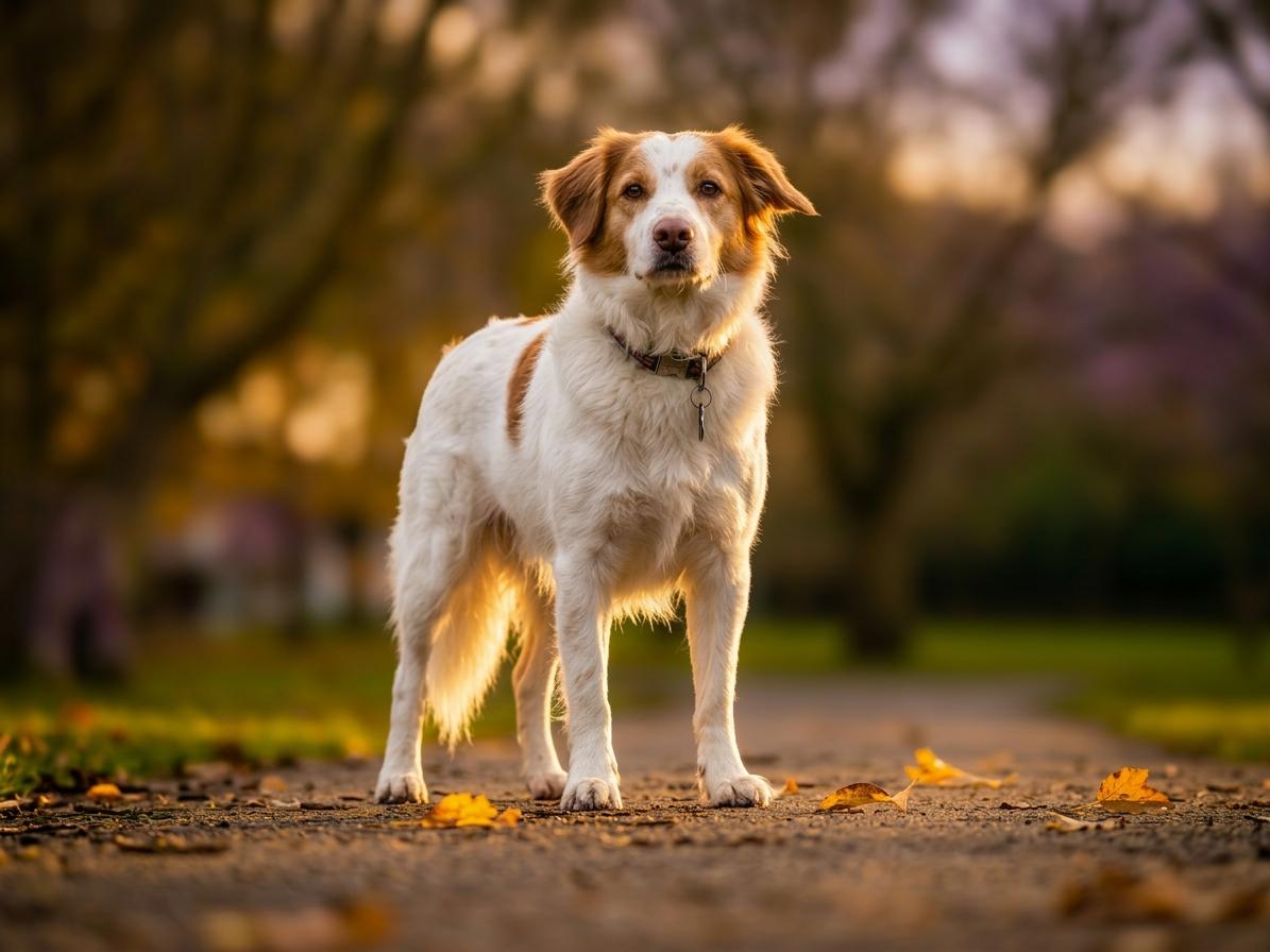 Healthy dog at golden hour