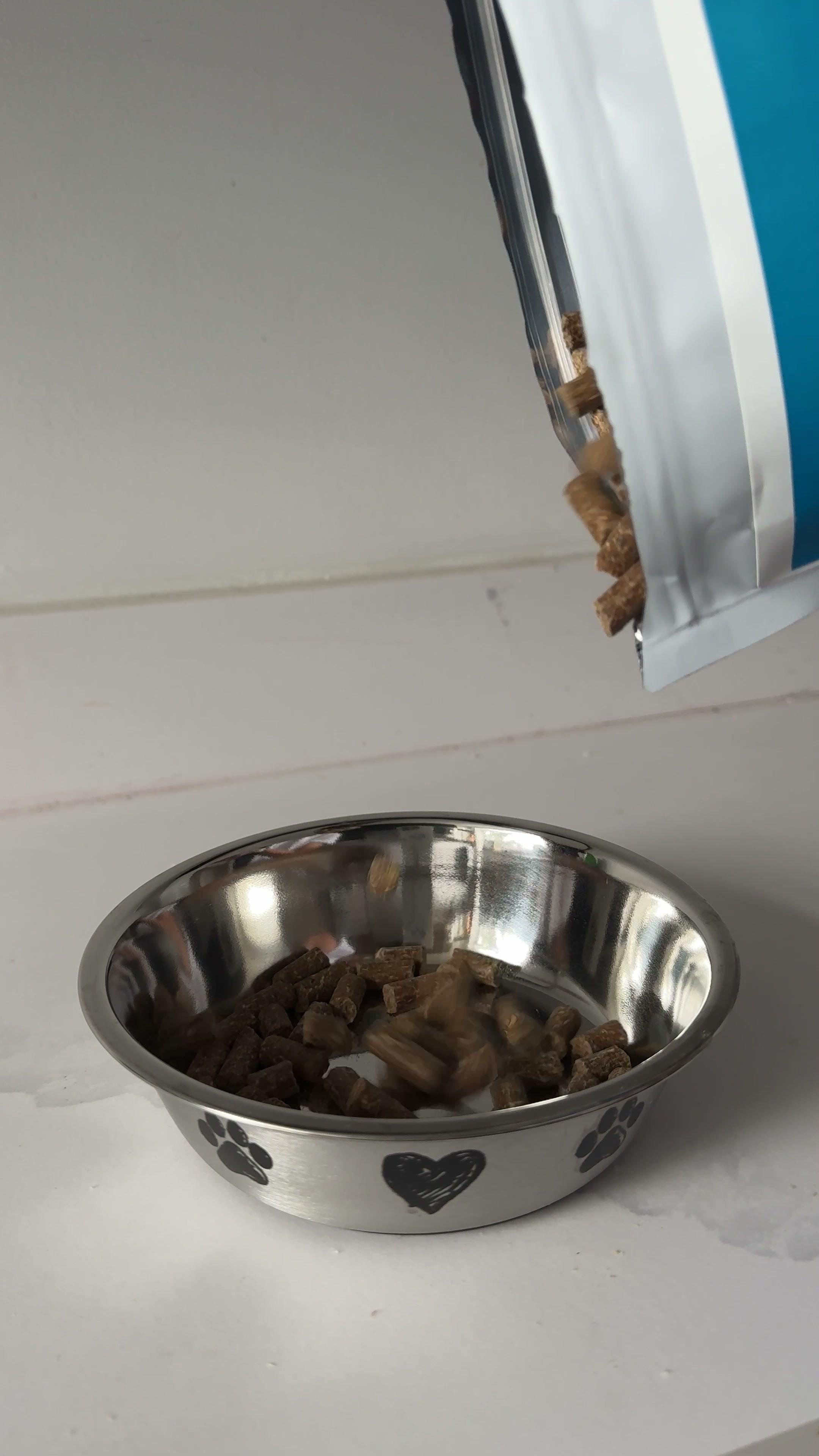 Fortis cold-pressed chicken poured into bowl