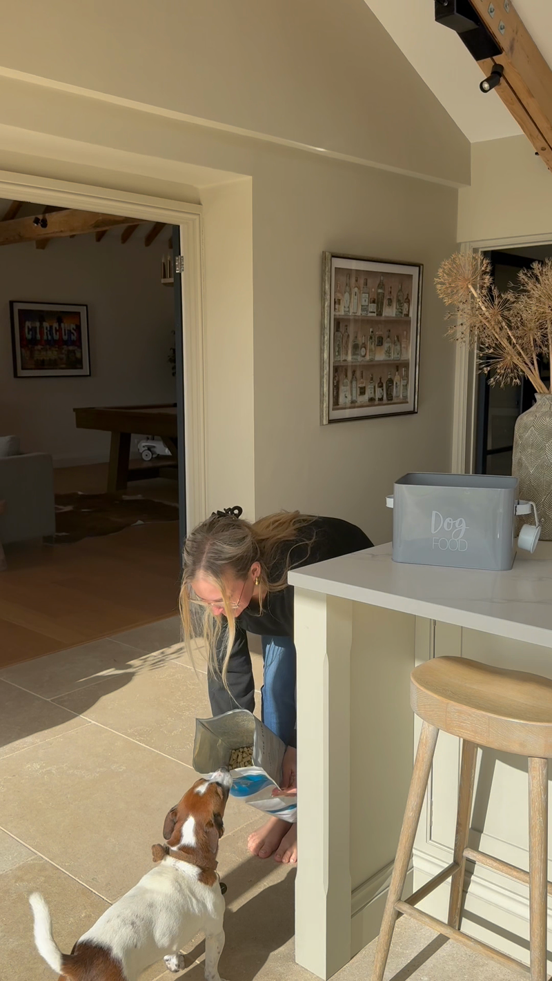 Barney being fed Fortis cold-pressed fish