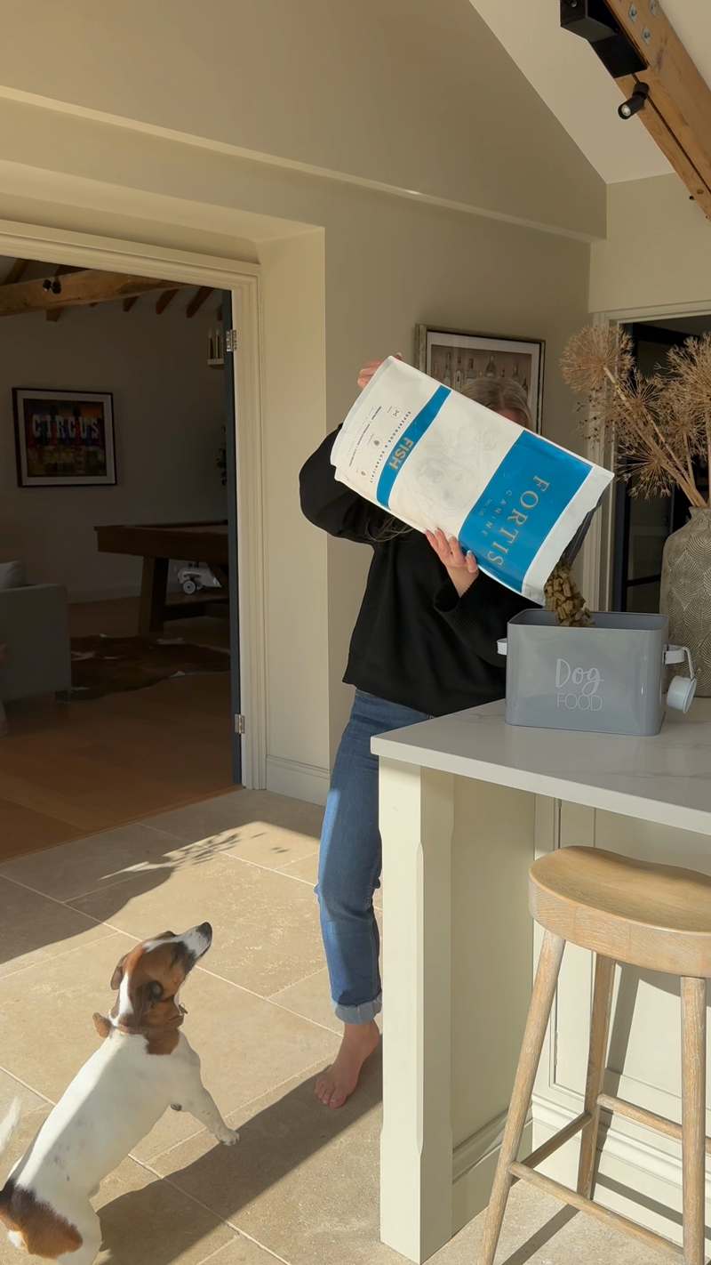 Barney and his owner with Fortis cold-pressed fish